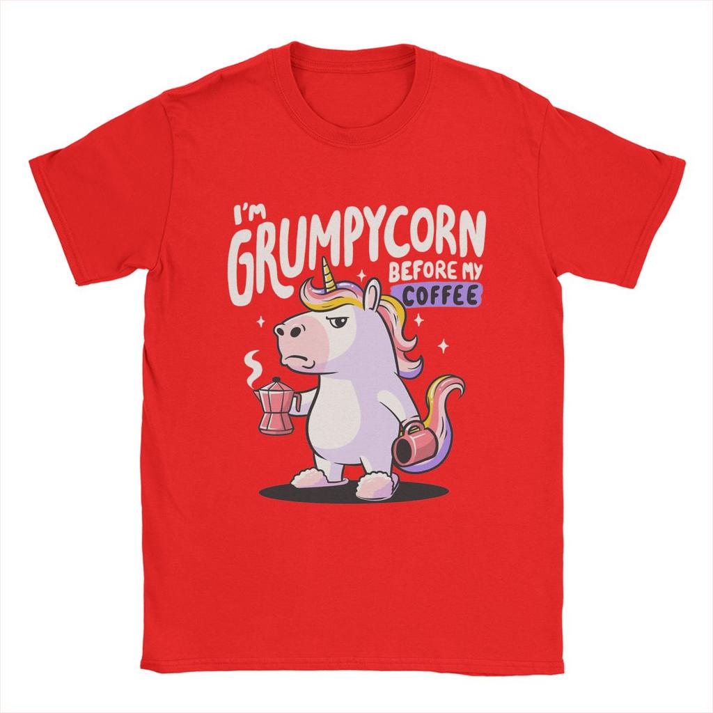 Мужская и женская Grumpycorn Cute Grumpy Unicorn Coffee Gift Shirt Outfit Новинка Хлопковая футболка Футболка Одежда Графическая печать