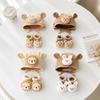Soft Warm Babies Hat Socks Set Knitted Texture Newborn Earflap Hat  For Boy Girl