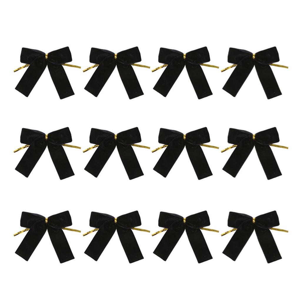12pcs Small Velvet Bow Christmas Tree Decoration Soft Bowknot Hanging Enhances Holiday Atmosphere for DIY Use for Christmas Party Family Wedding