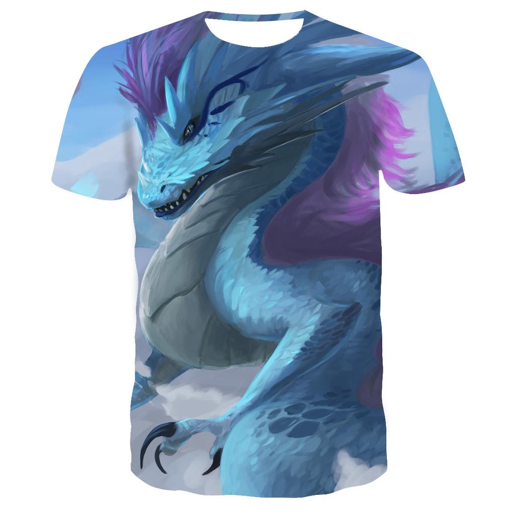 Round Neck Short Sleeve Streetwear Fly Dragon 3D T-shirt Men Women Printed Top Casual Couples Punk T Shirts