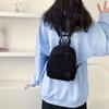 Portable Corduroy Backpack Small Travel Bag Double Shoulder Bag Mini Rucksack Schoolbag for Shopping Daily Wearing