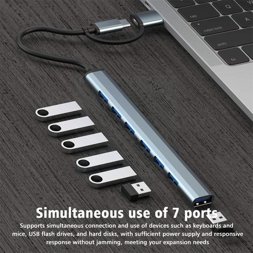 KEBIDU 7-в-2 USB-хаб Type C Хаб Мульти USB-разветвитель 5 Гбит/с Высокоскоростной USB-адаптер OTG USB на USB 3.0 Хаб для Macbook Pro 13 15 Air Mi Pro ПК Ноутбука