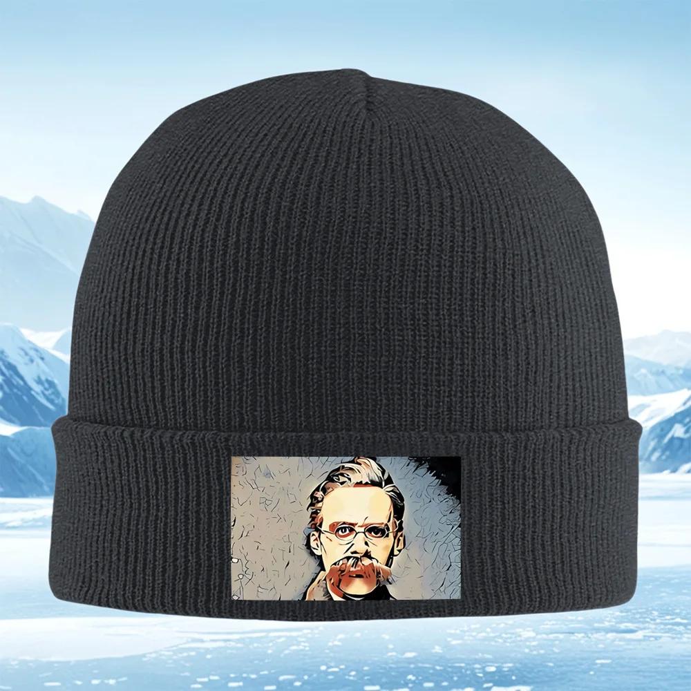 Unisex glasses mustache portrait art Unisex Women Unisex Knitted Hat Beanie Pullover Cap Winter Thermal Warm Christmas Outdoor Cy