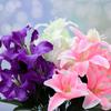 10 Heads Vivid Colorful High Quality Artificial Flowers Wedding Decor Fake Lilies Lilies Bouquet