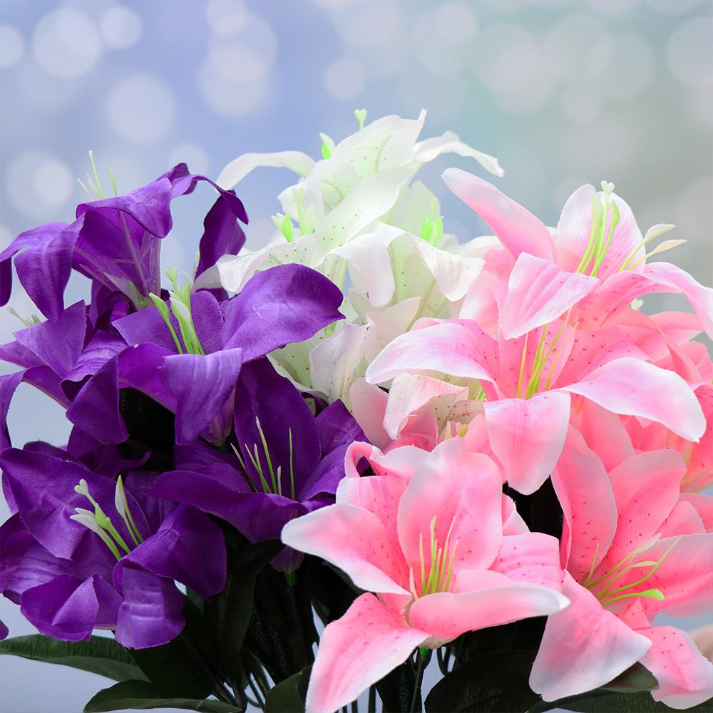 10 Heads Vivid Colorful High Quality Artificial Flowers Wedding Decor Fake Lilies Lilies Bouquet