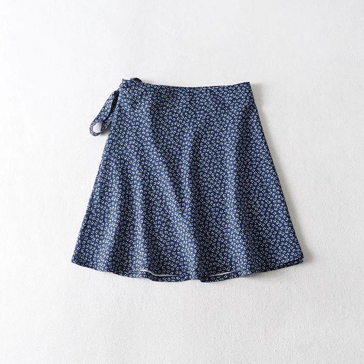 Юбка миди с запахом и цветочным принтом YPFF с высокой талией - летняя женская юбка на завязках в европейском и американском стиле.