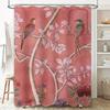 Vintage Bird Bathing Shower Curtain Decorative Home Decoration Pink Floral Design Bathroom Linen 72X84