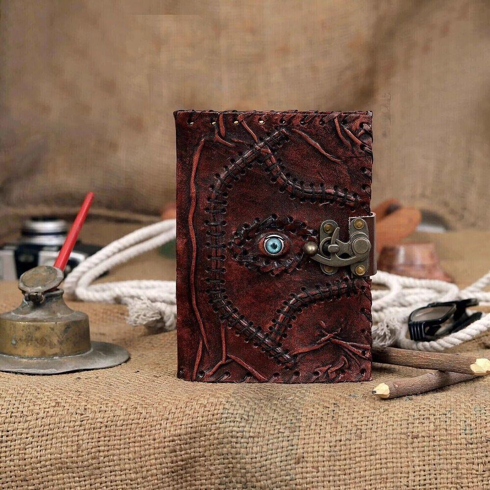 Hocus Pocus Book of Spells Evil Eye Leather Diary Notebook Leather Journal