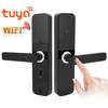 Умный замок WiFi-ручки с отпечатком пальца, паролем, приложением, картой-ключом, разблокировкой, работает для Tuya Home Office Wooden