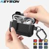 KEYSION Bluetooth Earphone Case for Apple AirPods Pro 2 1 Carbon Fiber Texture Silicone Shockproof Switch Cover for AirPods 3 2