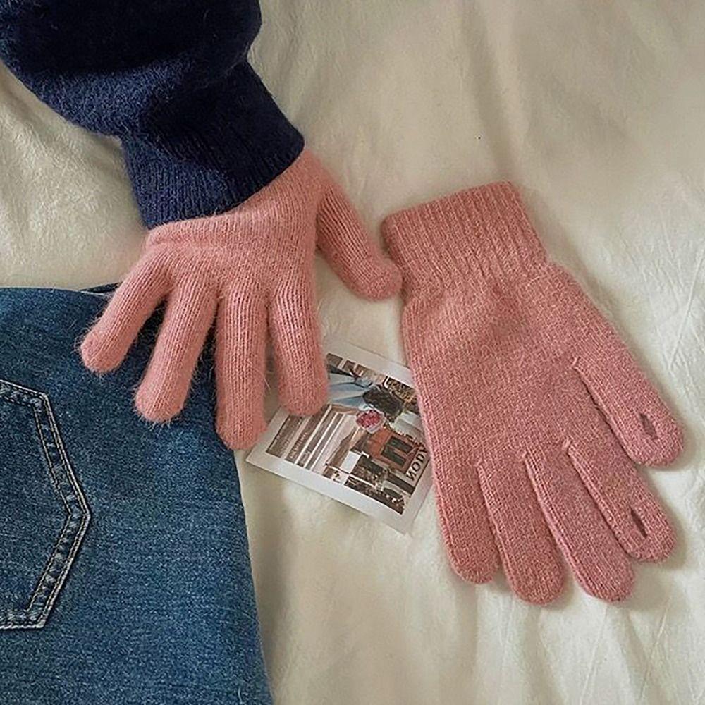 Вязаные перчатки конфетных цветов с сенсорными пальцами для женщин, девушек, девиц