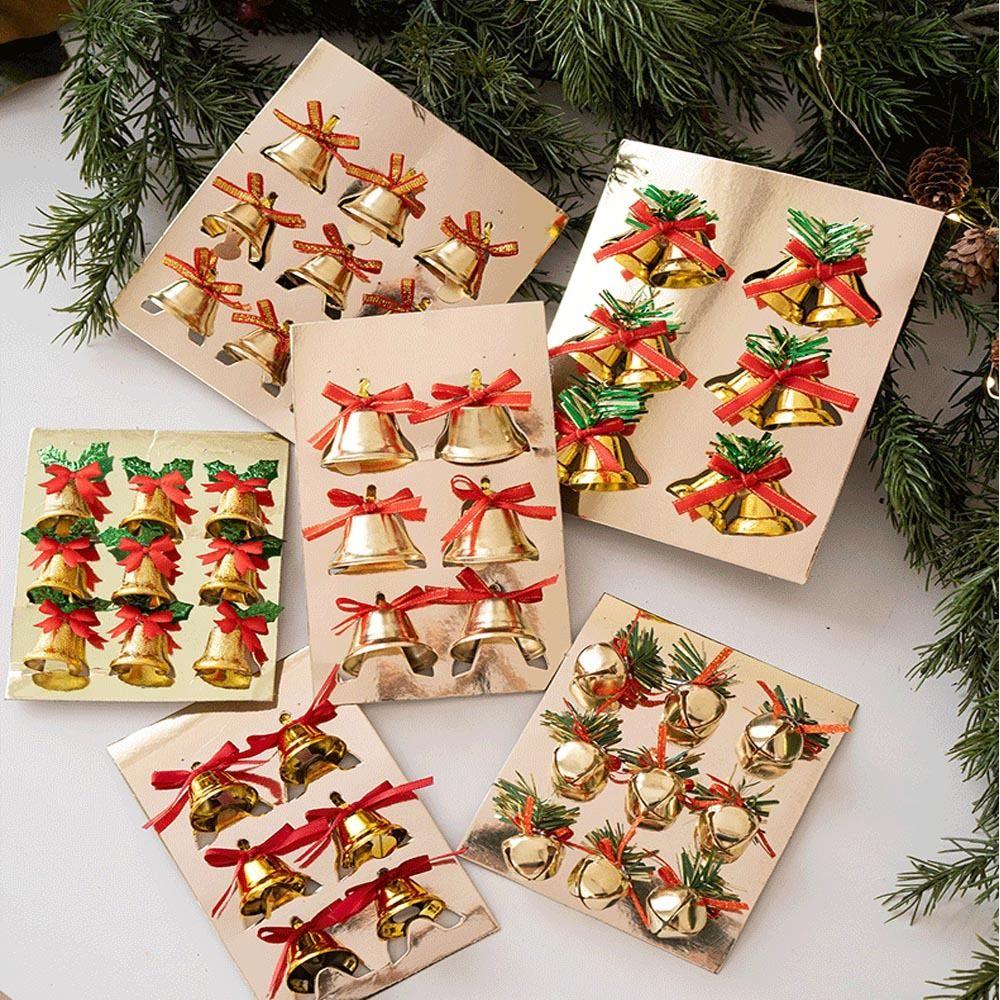 6/9Pcs Iron Christmas Ornaments Plastic New Year Pendant Christmas Bells Festival Party Celebration