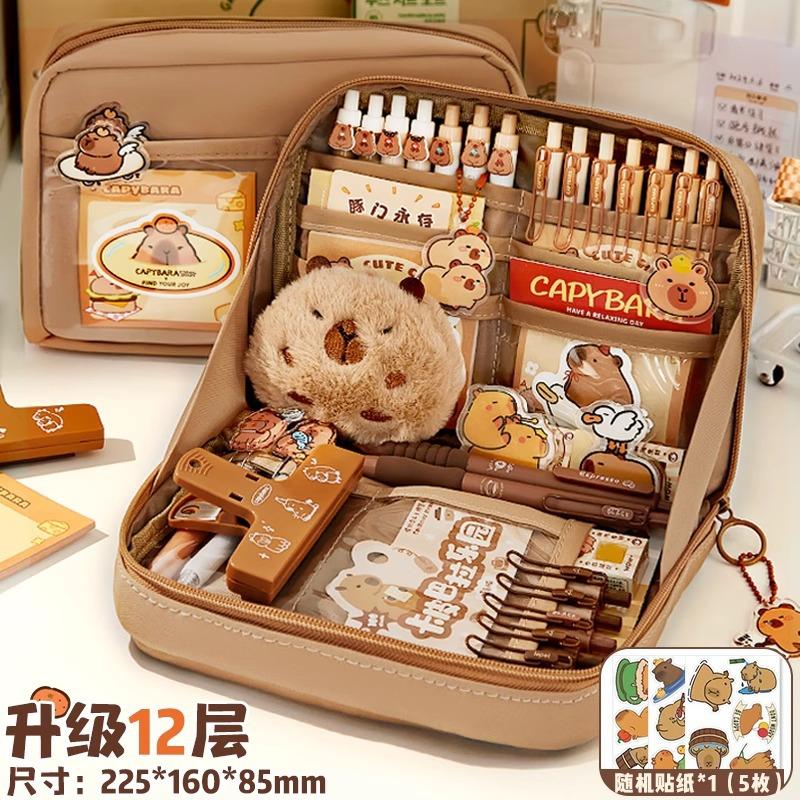 12-layer Panda Pencil Case, Large Capacity, High-value Stationery Box for Boys and Girls, Cute Junior High School Stationery, Pencil Case.