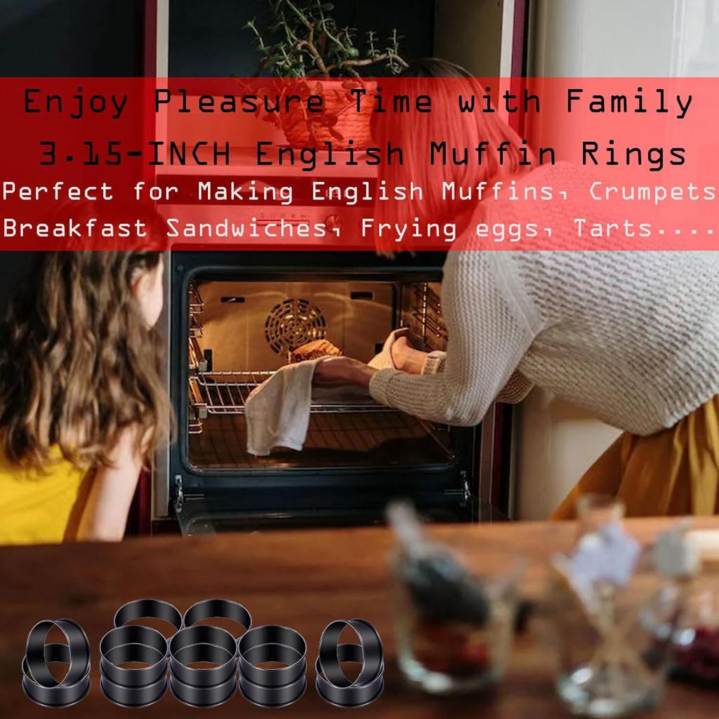 Набор из 12 форм для тартов с антипригарным покрытием, формы для крампетов из нержавеющей стали, формы для английских маффинов, многоцелевые формы для выпечки
