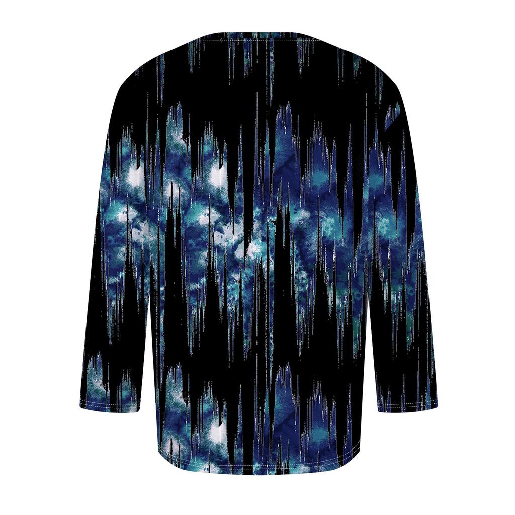 Мужская однотонная футболка с круглым вырезом и рукавами три четверти