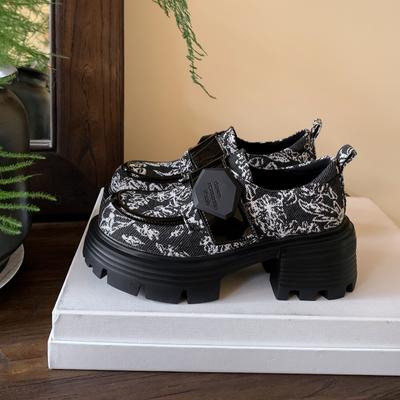 Новая кожа в национальном стиле, лоферы, новинка осени, вышивка, толстая подошва, круглый носок, маленькие кожаные туфли, одинарная обувь JK