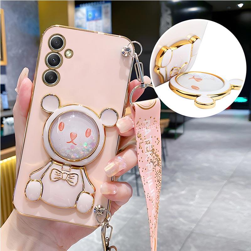 Роскошный чехол с ремешком в виде медведя для Samsung Galaxy A05 A05S A14 A54 A04 A34 A24 M14 4G 5G