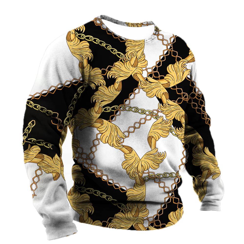 Роскошные социальные рубашки мужские хлопковые футболки футболки с барочной графикой модные 3d футболки уличные толстовки с круглым вырезом повседневная одежда