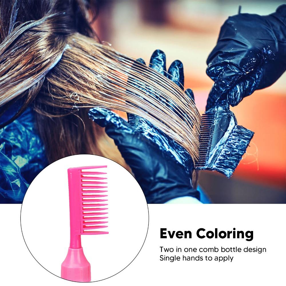 5pcs Rose Red Root Comb Applicator Professional Comb Applicator Bottle Hair Dyeing
