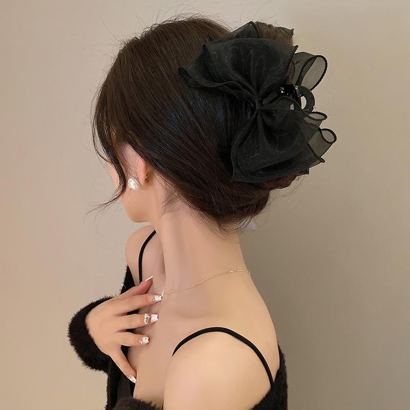 Элегантная заколка для волос с бантом и стразами, двухсторонняя заколка в виде акулы, корейские аксессуары для волос принцессы для женщин