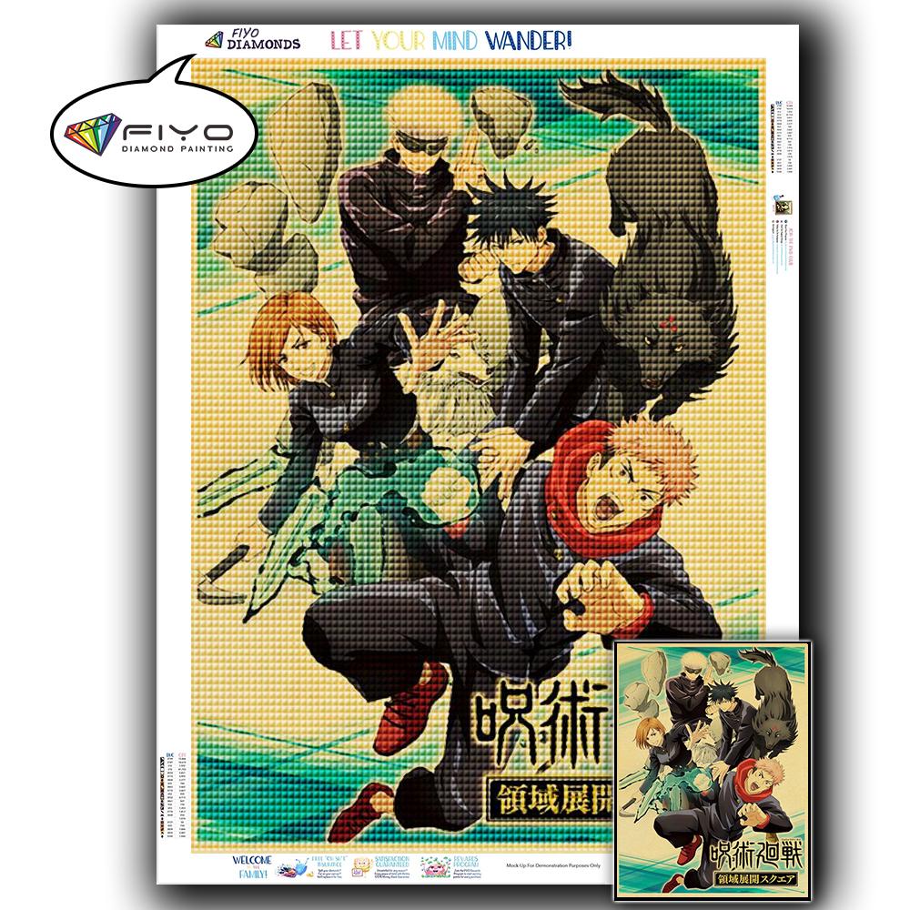 5D DIY Алмазная вышивка Аниме Дзюдзюцу Кайсен Картина Стразы Алмазная живопись Бумага Винтаж Плакат Алмазная мозаика Рукоделие Домашний декор