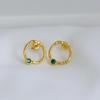 Gold-Plated S925 Sterling Silver Emerald Zircon Stud Earrings: Retro Fashion for Women