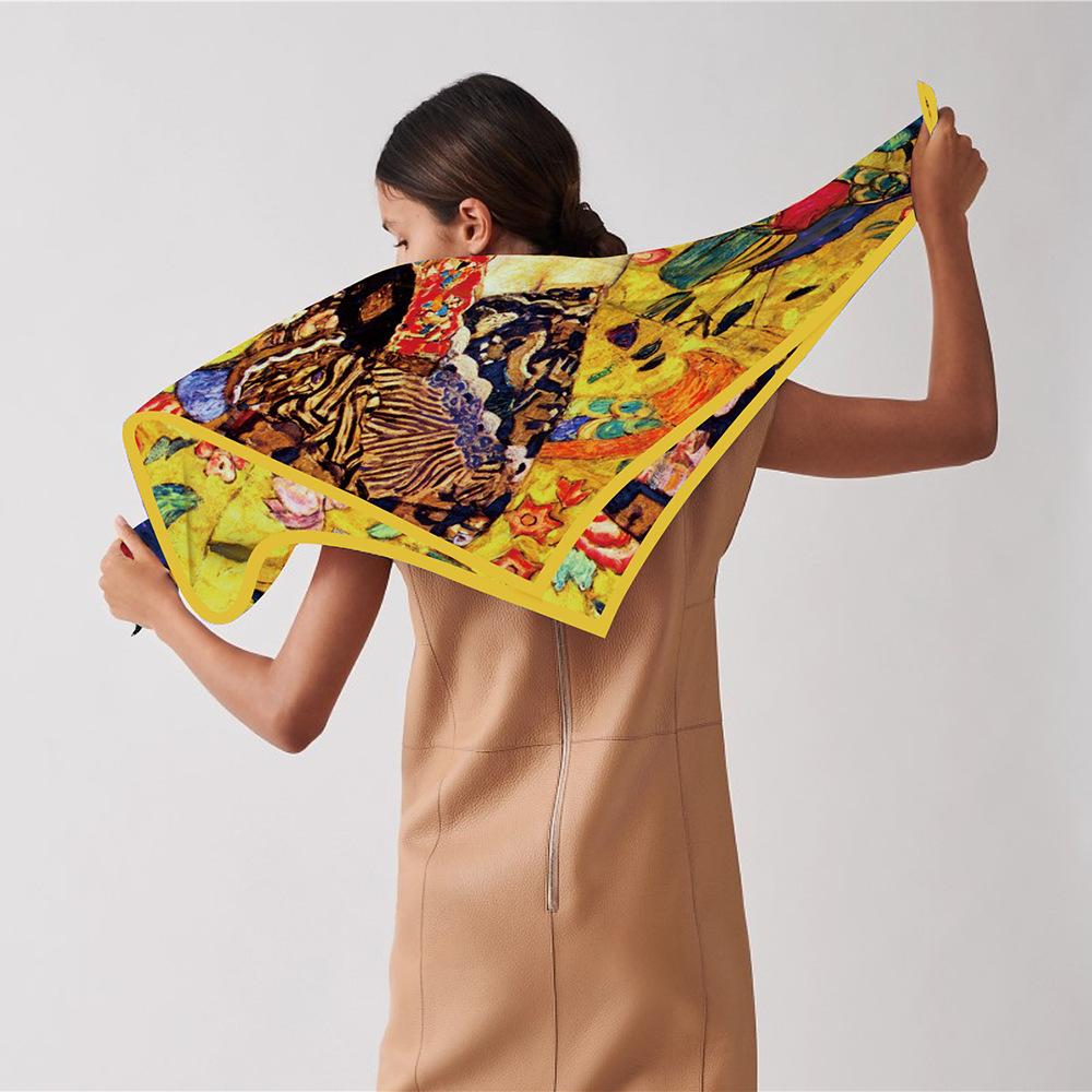 New Silk Scarf Women Woman Print Square Scarves Head Echarpes Silk Foulards Femme Wraps Beach Shawls Bandana Lady Hijabs 90CM