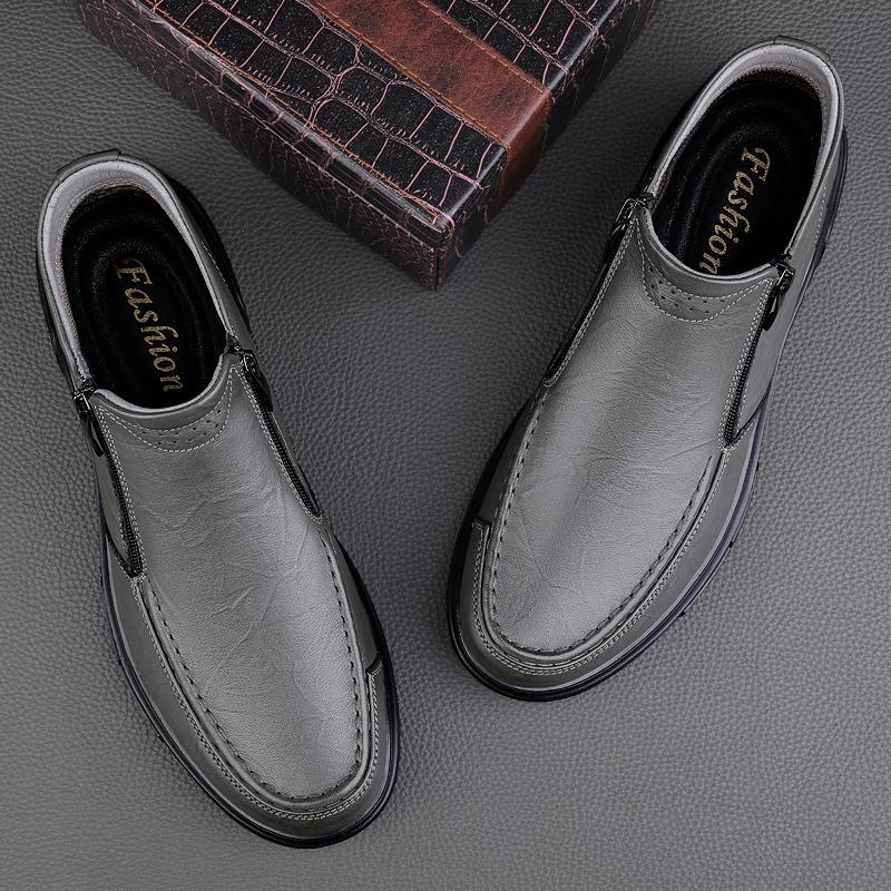 Модные мужские ботинки из натуральной кожи, ветрозащитные, противоскользящие, осенне-зимние ботинки Челси, теплые зимние ботинки, мужские хлопковые ботинки, повседневная обувь для мужчин