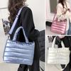 Stylish Smooth Zipper Daily Collocation Convenient Women Lightweight Winter Down Cotton Padded Handbag for Life Quilted Tote Bag