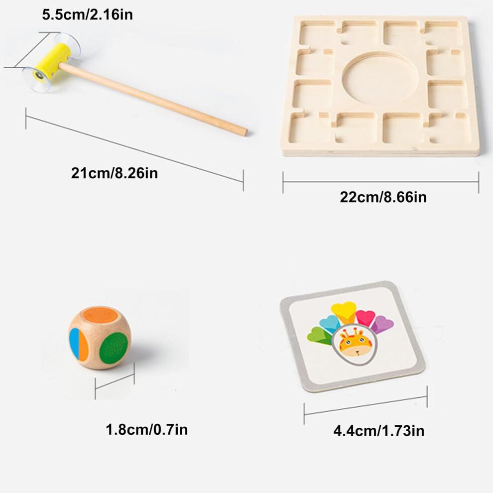 Wooden log toy learning activity with 96 cards, 3 dice, educational toy for 4