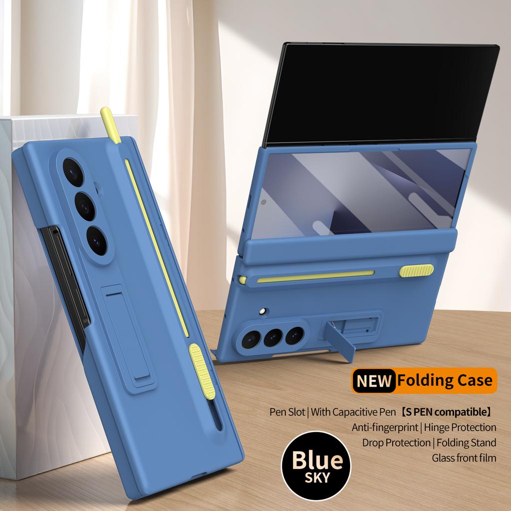 Магнитный чехол-книжка для телефона Samsung Galaxy Z Fold 7 3 4 5 6 с защитой экрана из стекла, выдвижным слотом для хранения ручки, держателем, крышкой для Galaxy Z Trifold