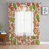 Christmas Curtains Gingerbread Man Tulle Curtains For Living Room Bedroom Chiffon Sheer Voile Kitchen Curtain