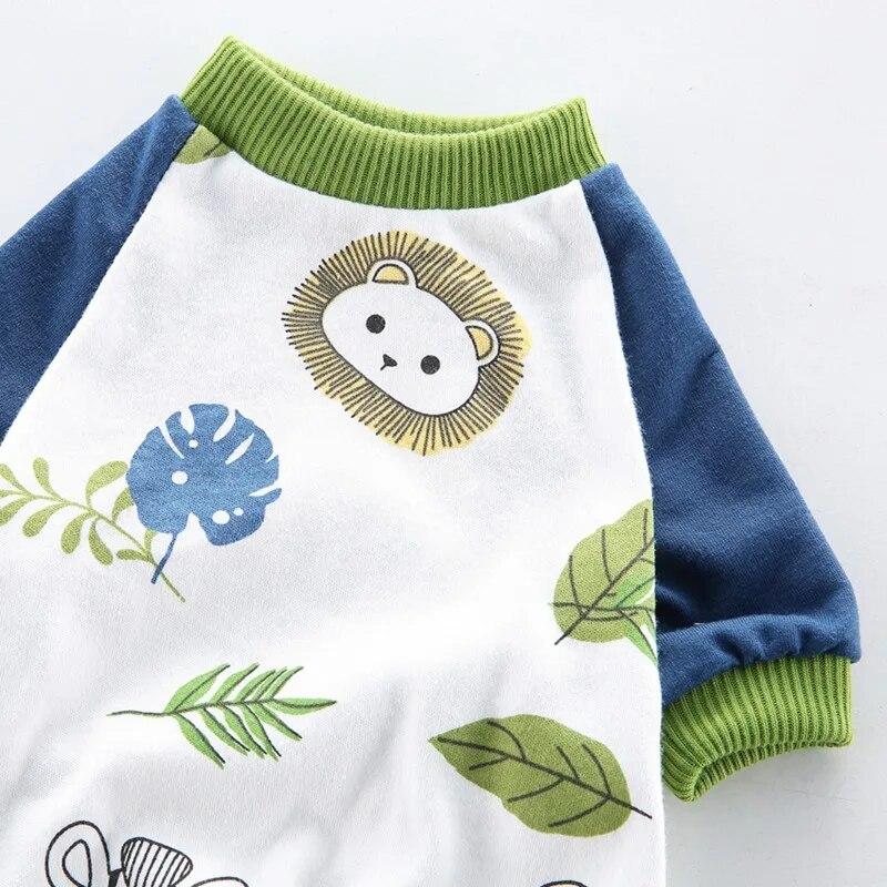 Пижама для домашних животных с 4 ногами, домашняя одежда с героями мультфильмов, одежда для щенков, комбинезон, всесезонный хлопковый комбинезон