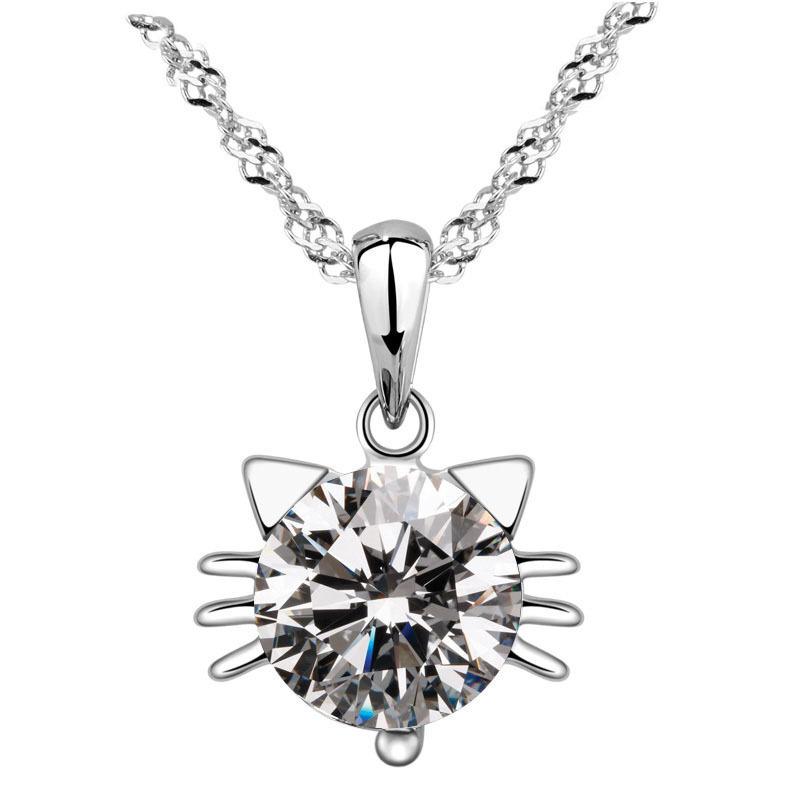 Kitten Pendant Clavicle Chain Women Cat Cute Necklace Short Accessories