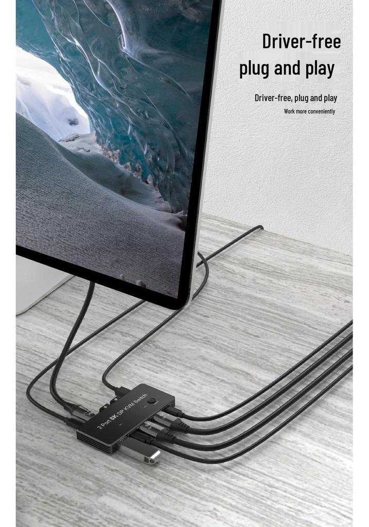 8K/60 Гц 4K/120 Гц USB KVM-переключатель для совместного использования видео с клавиатурой, мышью и принтером