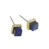 Natural Stone Motif Lapis Round [VINGTAINE] Earrings, Turquoise, Lazuli, Square, Circle, P1475-NY-SQ