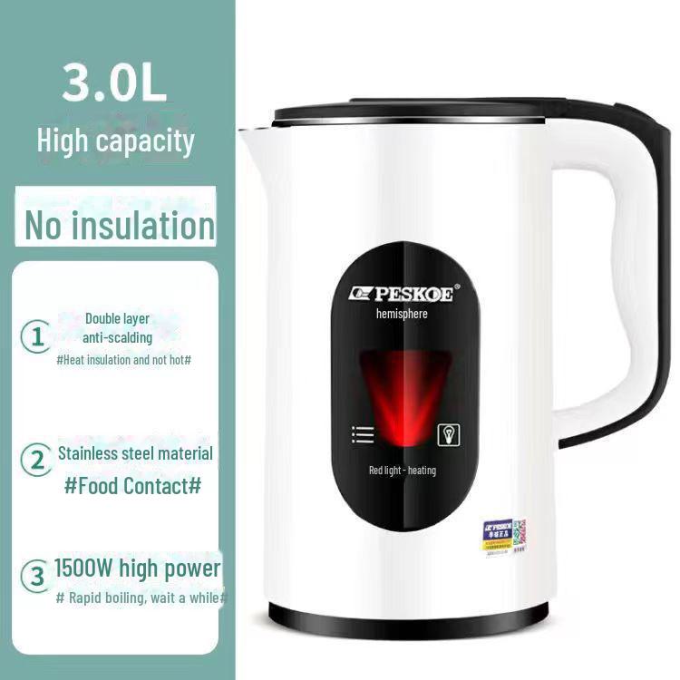 Электрический чайник Hemisphere 3.0L: Быстрое закипание, сохранение тепла, большая вместимость, автоматическое отключение, защита от ожогов, идеально подходит для общежитий.