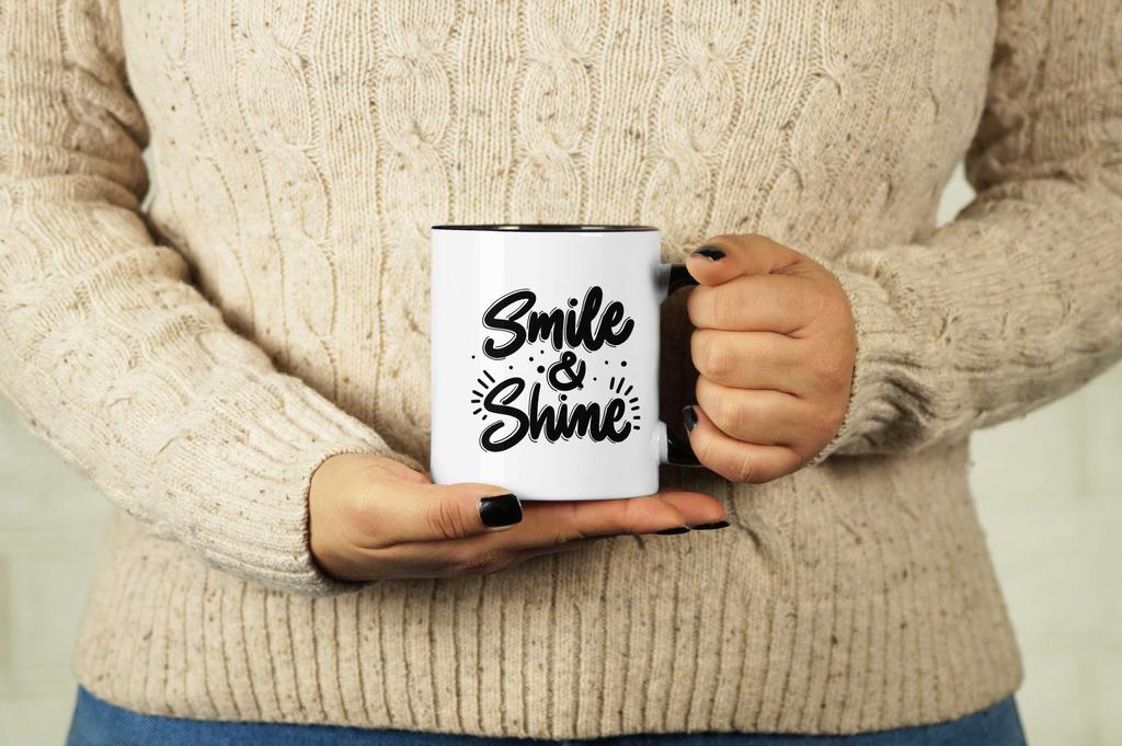Inkdotpot Smile & Shine 11 Oz Ceramic Coffee Mug Inspirational Quotes Tea Mug Employee Boss