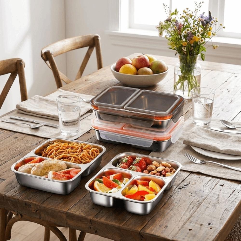 Leak-Proof Food Storage Container Microwave Safe Student Meal Plate Meal Prep Container Picnic