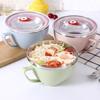 Double-Layer Insulated Korean Style Stainless Steel Noodle Bowl with Lid