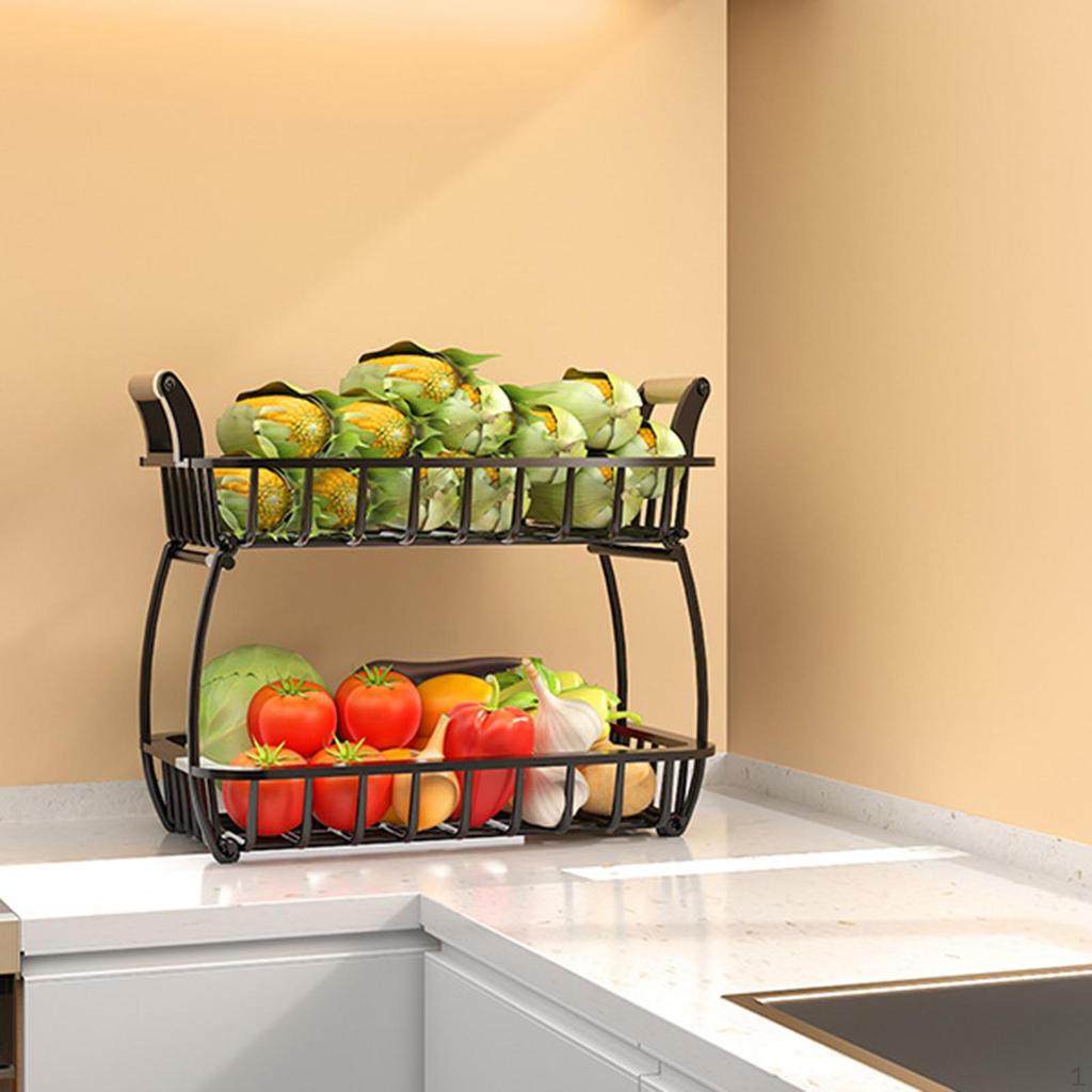 2 Tier Countertop Fruit Basket Bowl Stand for Kitchen
