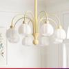 French Cream Pumpkin Chandelier: Modern Mid-Century Lighting for Living Room, Bedroom, or Restaurant.