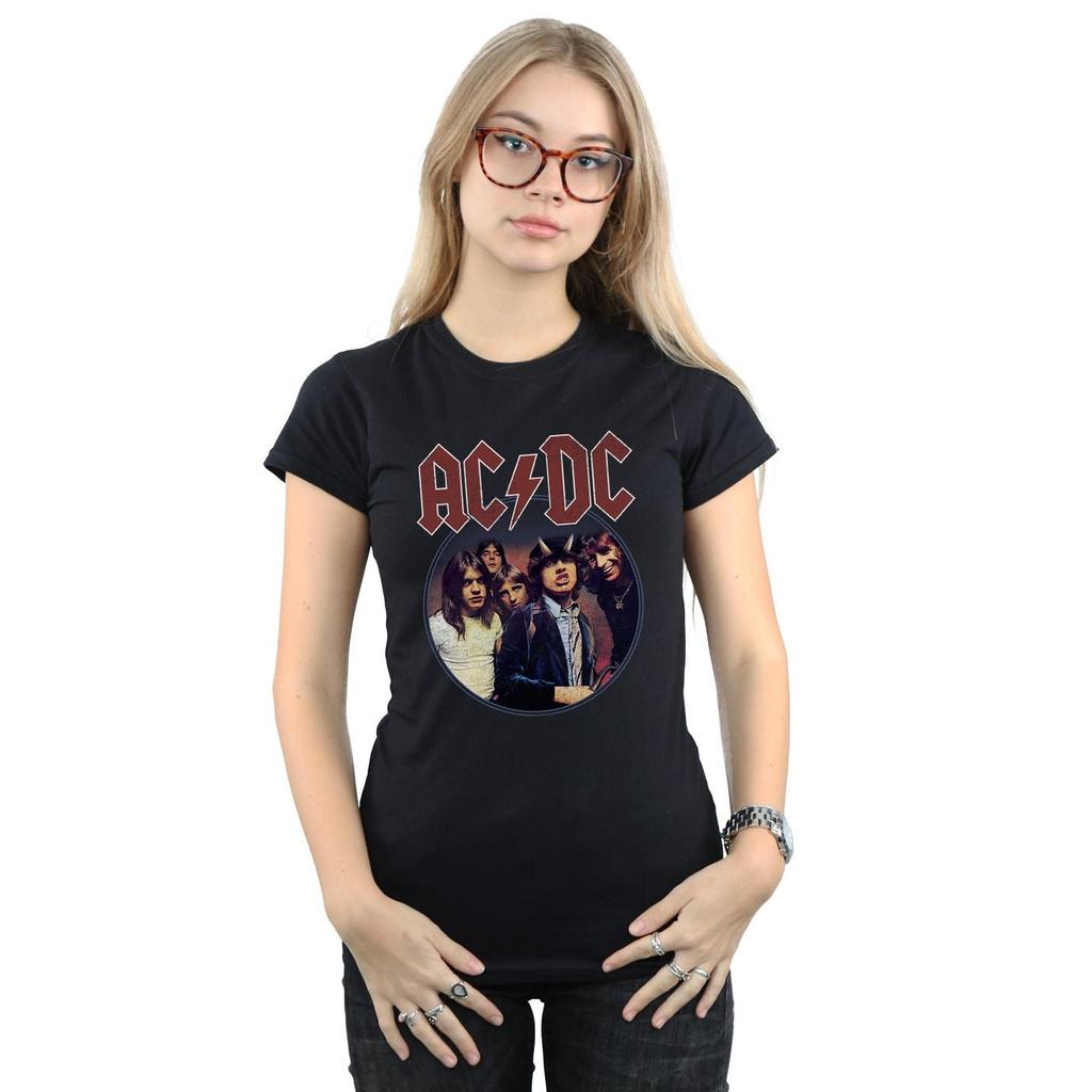 AC/DC Womens/Ladies Highway To Hell Circle Cotton T-Shirt