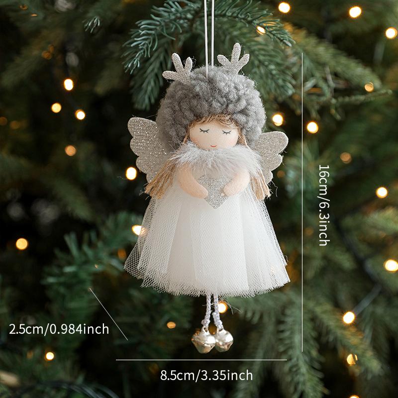 1PC Angel Girl Romantic Christmas Gift Pendant Creativity Plush Doll Decoration Cute Mesh Ornament