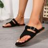 2024 New Women's Slippers Fashionable Outdoor Leisure Beach Flat Flip-flops for Women Thong Toe Roman Buckle Slippers for Women