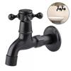 G1/2'' Antique Cold Water Faucet Washing Machine Tap Wall Mounted Black Handle Cross Knob Washing Machine Faucet