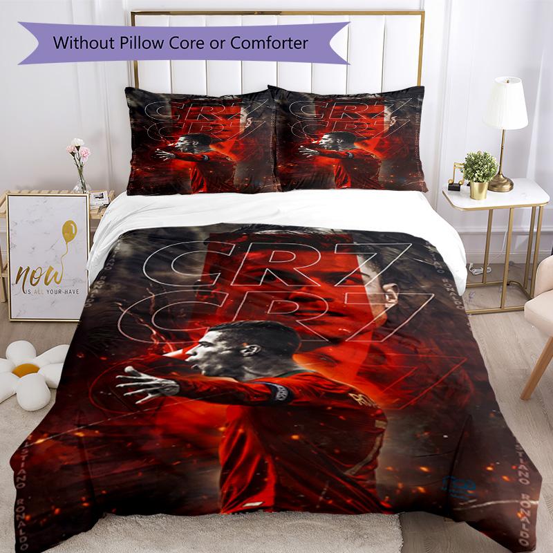 Ronaldo's Uefa Champions League Goal Celebration Bedding Set, Breathable Duvet Cover with Pillowcases, Soft Bed Linen for Bedroom Home Decoration, Per