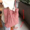 Print Grid Pattern Canvas Bag Retro Handbag Simple Printed Shoulder Bag  Women