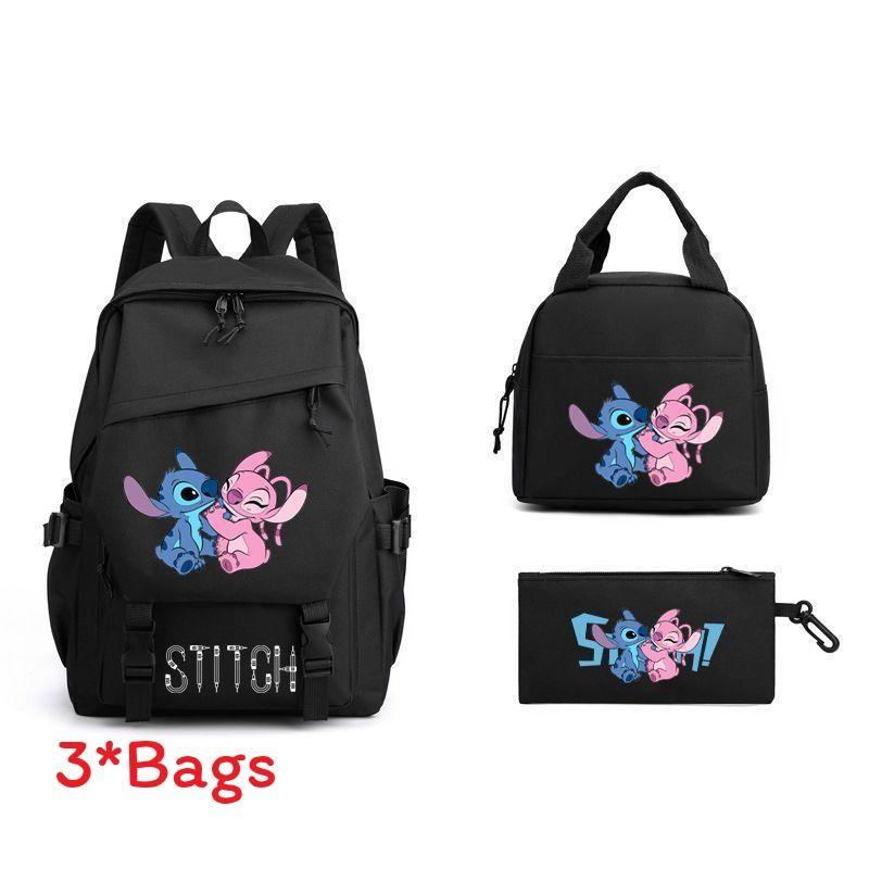Школьный рюкзак, сумка для ланча и пенал Stitch из ПУ материала для учеников
