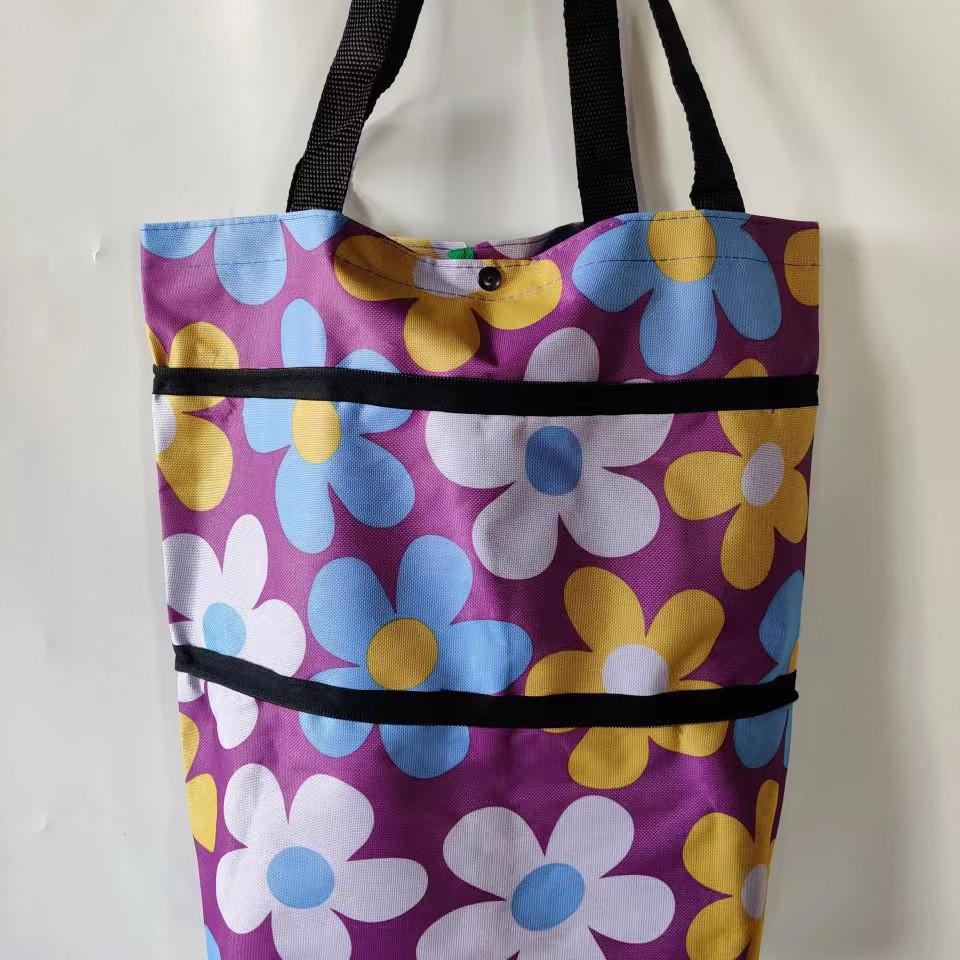 Складная полиэстеровая тележка для покупок на колесах - Портативная сумка-тележка